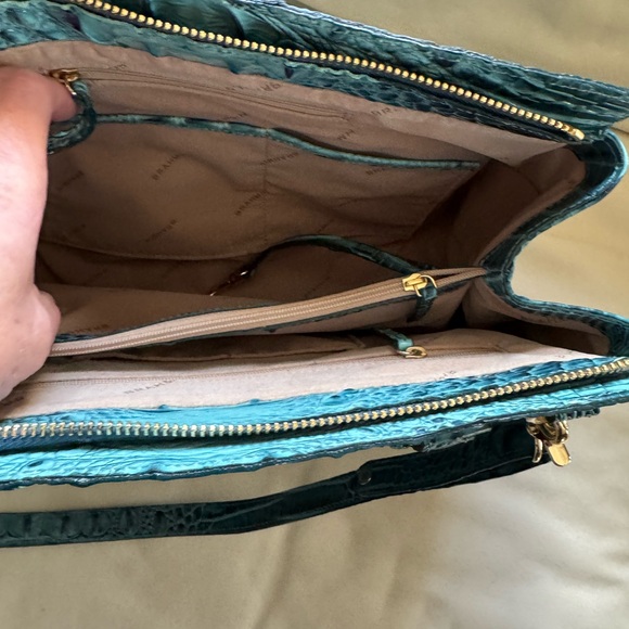 Brahmin Teal Crocodile Embossed Small Finley Carryall Bag - Picture 4 of 5